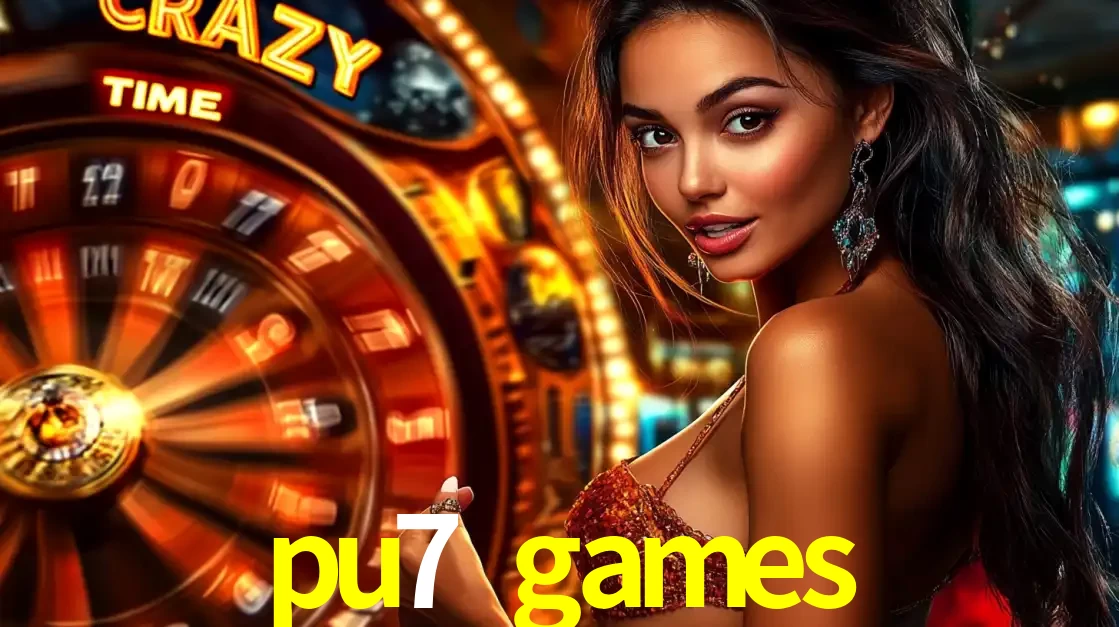 Mulher ao lado da roda de prêmios do jogo de cassino ao vivo Crazy Time, um dos shows de jogos mais emocionantes oferecidos pela plataforma de apostas pu7 games.