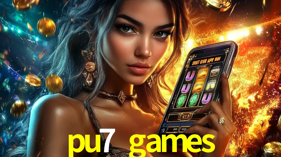 Mulher elegante mostrando um jogo de caça-níqueis em seu smartphone, destacando a experiência de cassino móvel oferecida pelo aplicativo pu7 games.